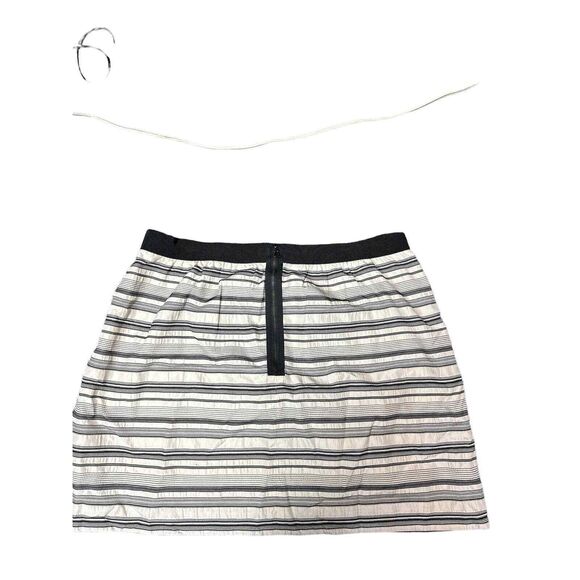 Loft White and Black Striped Cotton Silk Skirt and Cotton Size 16 - Picture 2 of 3